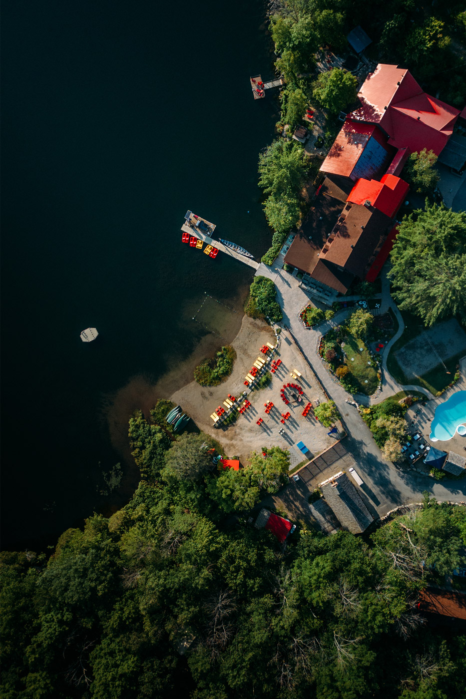 plan drone de l'auberge du Lac Morency
