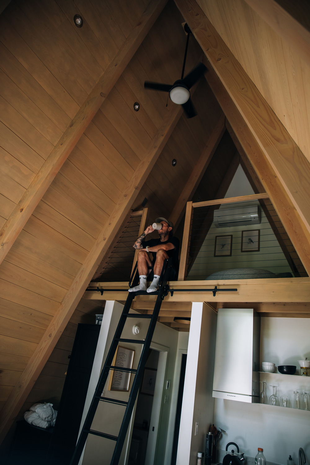 intérieur du chalet A-frame Prunella
