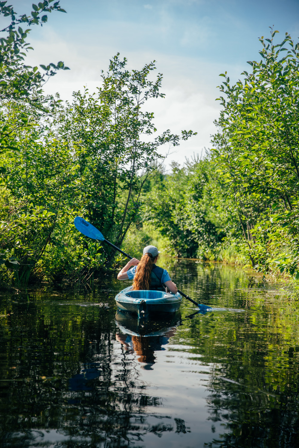 Kayak dans le labyrinthe d'eau d'Eco-Odyssée